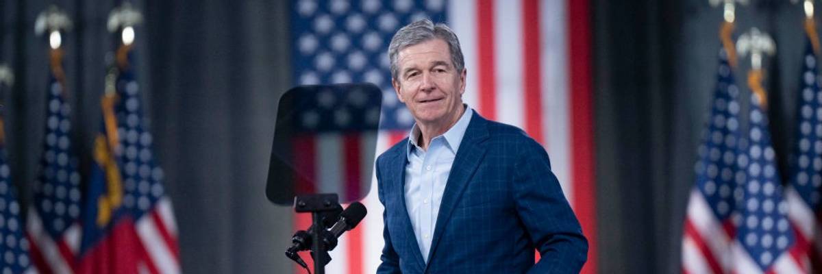 Democratic North Carolina Gov. Roy Cooper speaks before U.S. President Joe Biden