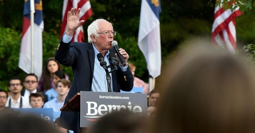 Democratic presidential candidate Sen. Bernie Sanders addresses an audience on the campus of the University of Chapel Hill during a campaign rally on September 19, 2019 in Chapel Hill, North Carolina. (Photo: Sara D. Davis/Getty Images)