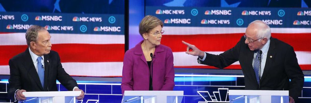 Calling Nominating Bloomberg a 'Huge Risk,' Warren and Sanders Eviscerate Billionaire on Debate Stage