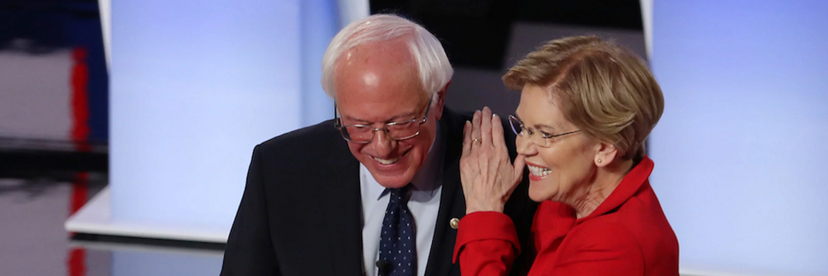 Bernie Sanders and Elizabeth Warren Loom Large in Night 2 of Dem Debates as Healthcare Again Dominates the Conversation