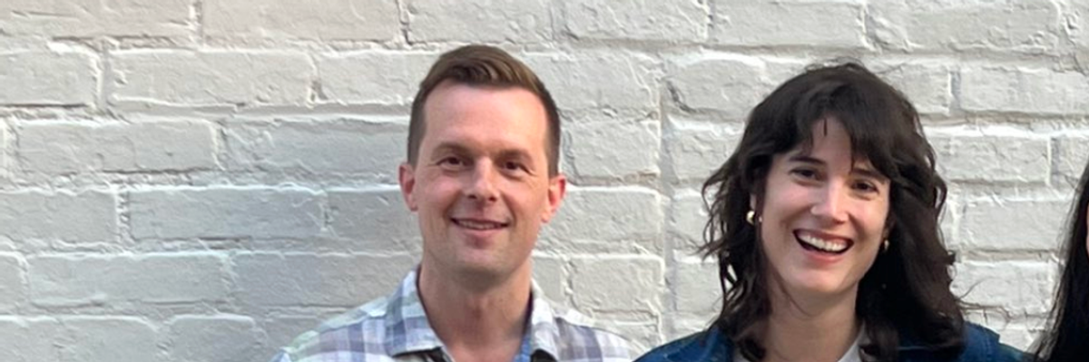 Democratic Reps. Jared Golden of Maine and Marie Gluesenkamp Perez of Washington pose for a photo