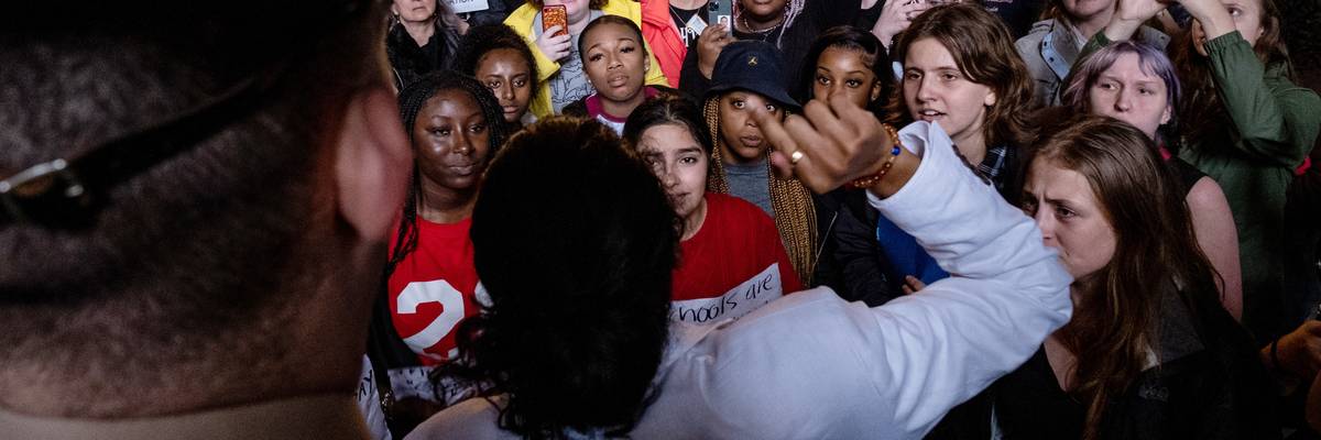 Democratic state Rep. Justin Jones speaks to supporters