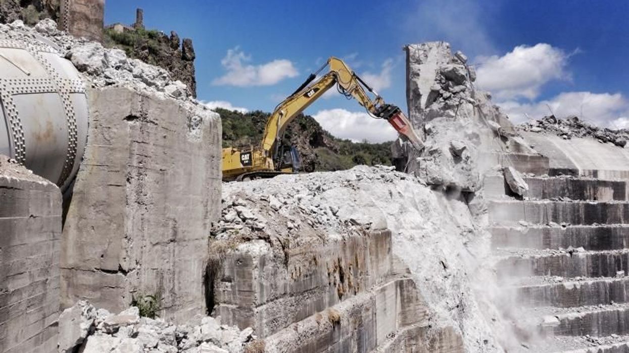 Demolition of Klamath River dam.