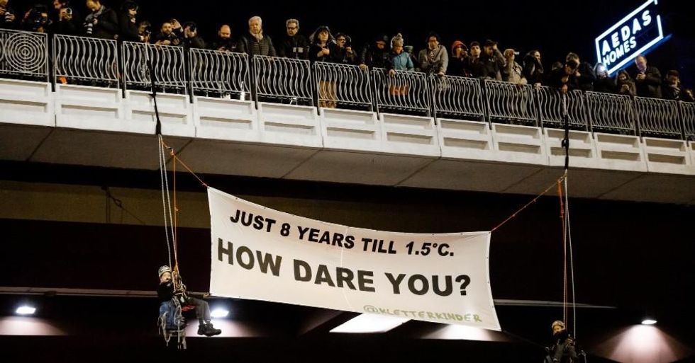 Demonstrators at COP 25 called on responsible politicians to show more commitment in the fight against global warming. (Photo: Rita Franca/NurPhoto via Getty Images)