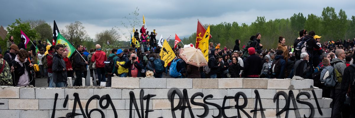Demonstrators built a wall with the message ''The A69 will not pass'' on an arterial road in France