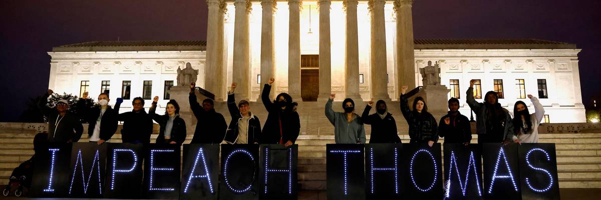 Demonstrators call for the impeachment of Justice Clarence Thomas