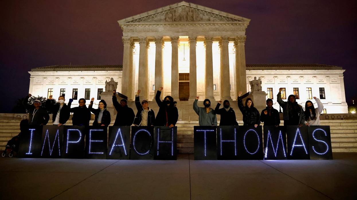 Demonstrators call for the impeachment of Justice Clarence Thomas