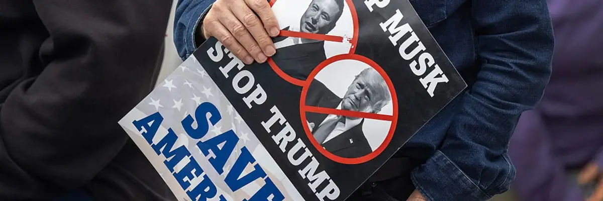 Demonstrators continue weekly protest rallies against U.S. President Donald Trump and his adviser, Tesla CEO Elon Musk, outside of a Tesla dealership