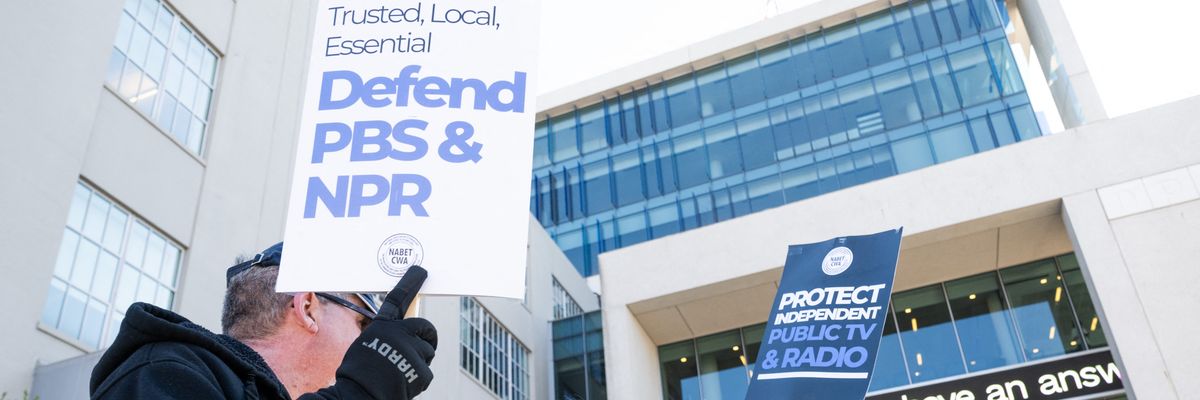 Demonstrators demand Congress protect NPR and PBS funding