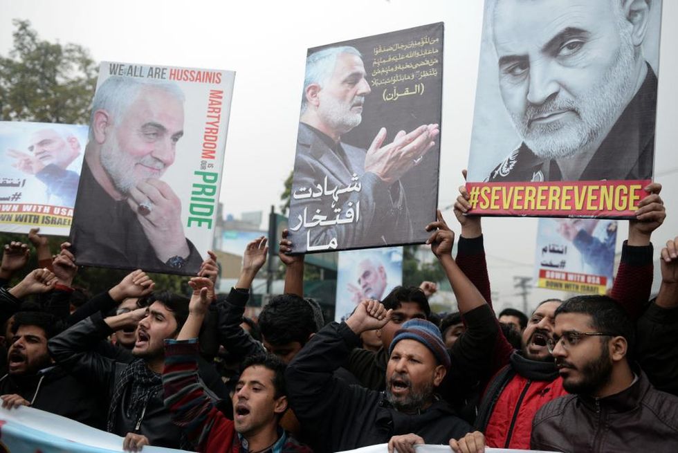 Demonstrators in Lahore, Pakistan protest the U.S. assassination of Iranian General Qassem Soleimani.