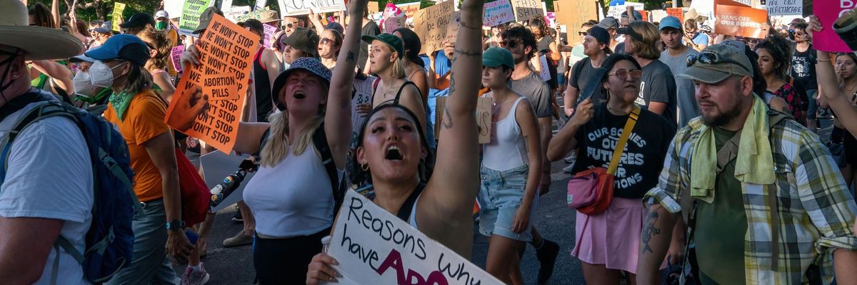 Demonstrators march in Austin, Texas
