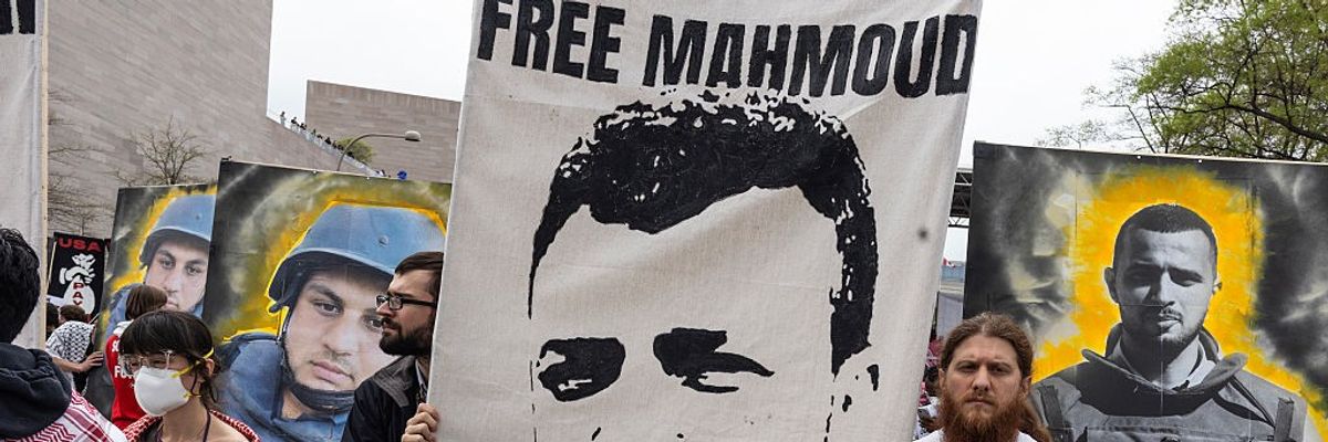 Demonstrators march to the Immigration and Customs Enforcement headquarters