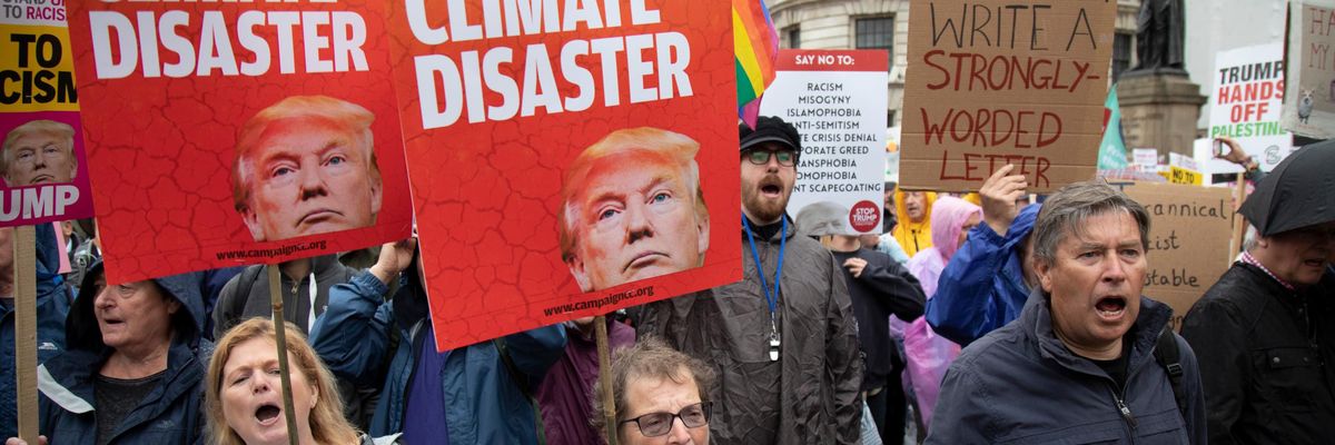 Demonstrators protest against Trump