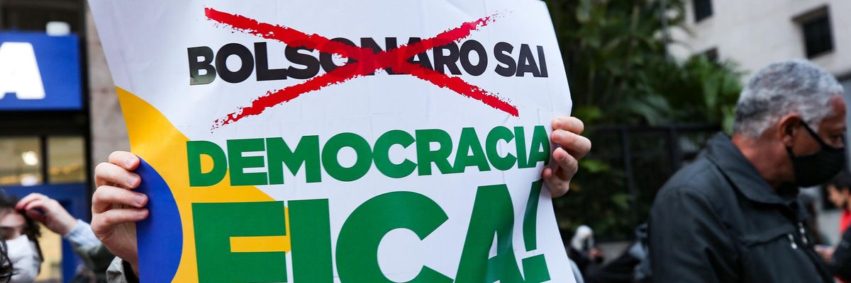 Demonstrators protest Brazilian President Jair Bolsonaro and support democratic elections