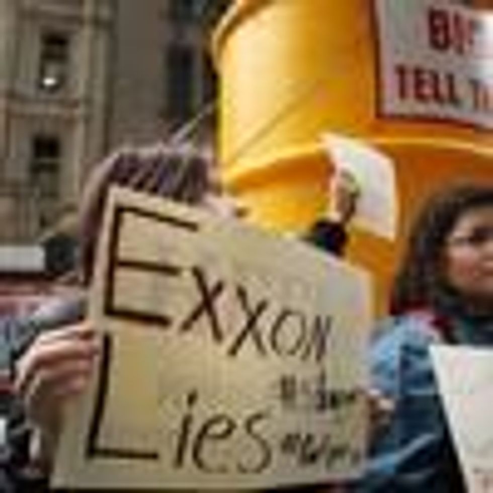 Demonstrators protest Exxon's climate lies