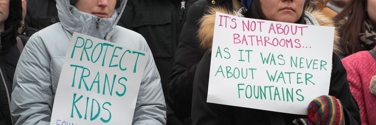Demonstrators protest for transgender rights
