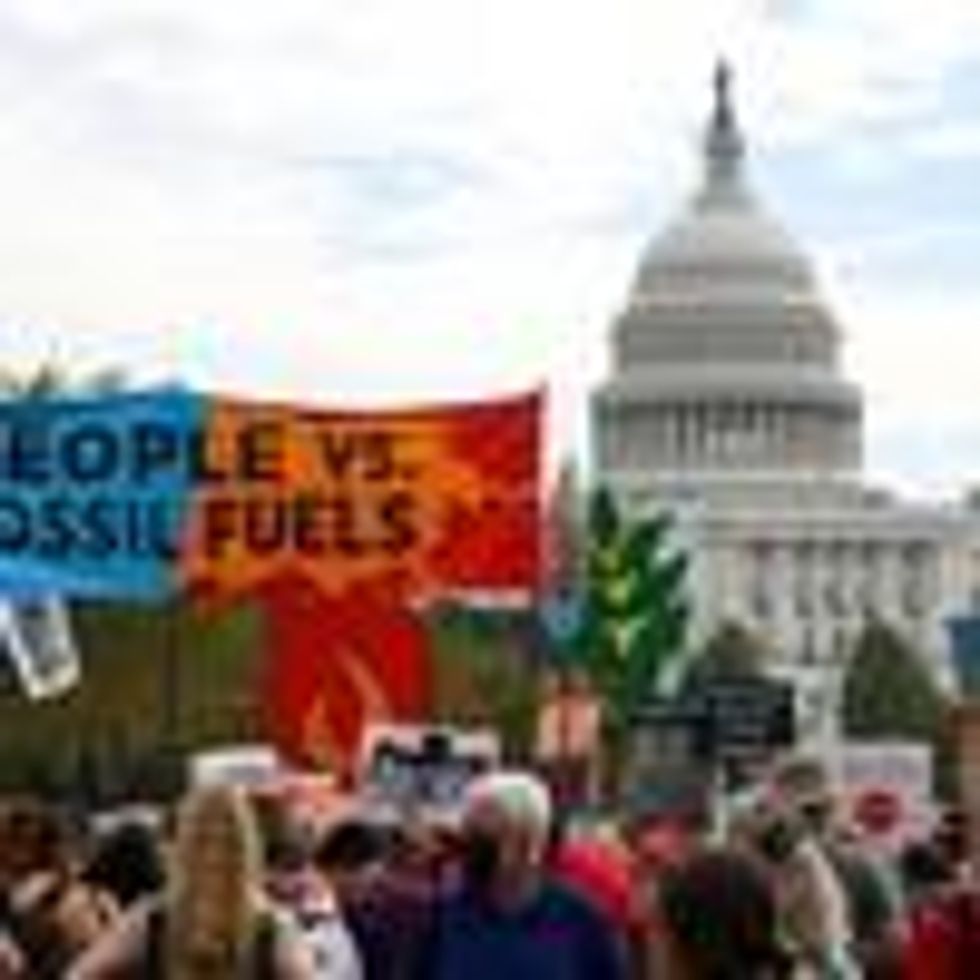Demonstrators protest fossil fuels in Washington, D.C.