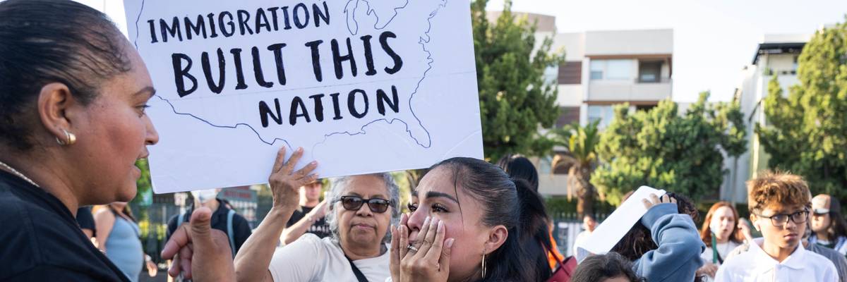 Demonstrators protest immigration raids