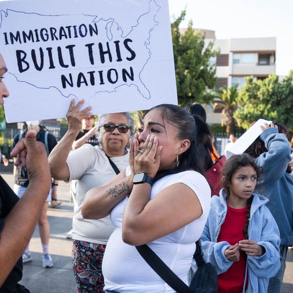 Demonstrators protest immigration raids
