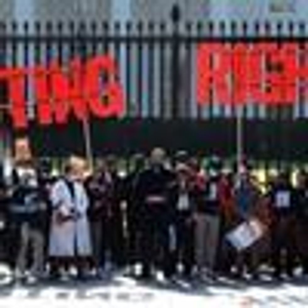 Demonstrators protest in support of voting rights legislation