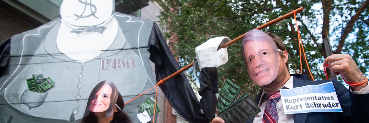 Demonstrators protest pharma lobbying