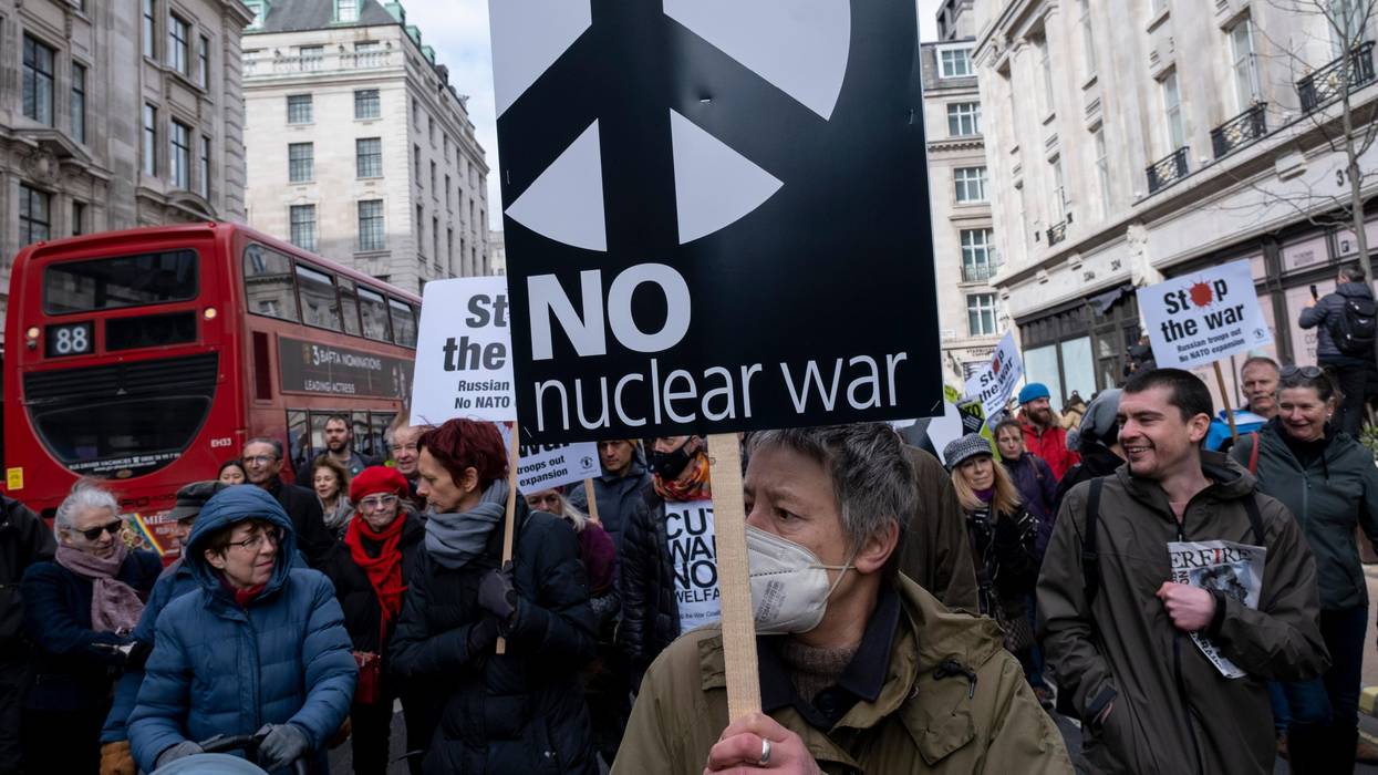 Demonstrators protest Russia's invasion of Ukraine