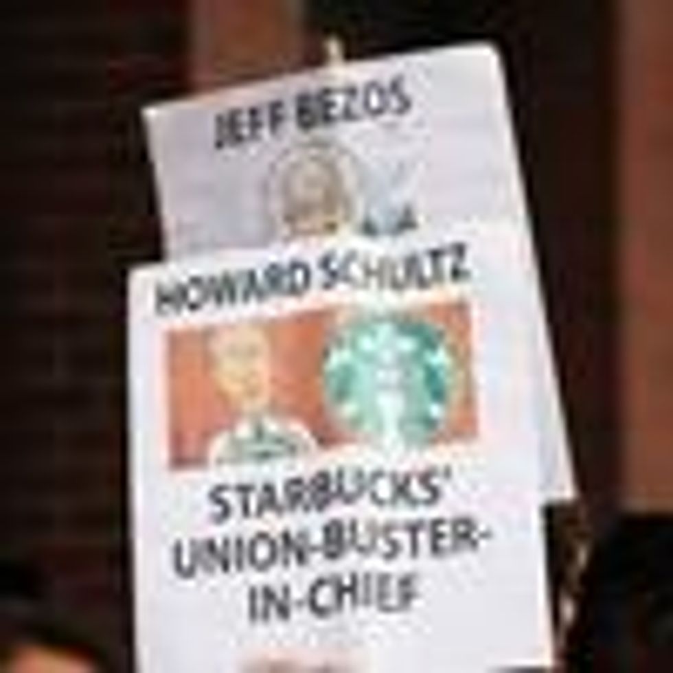 Demonstrators protest Starbucks union-busting