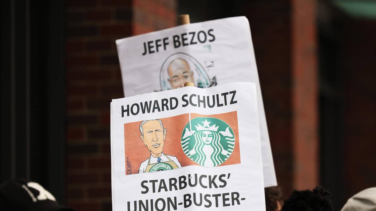 Demonstrators protest Starbucks union-busting