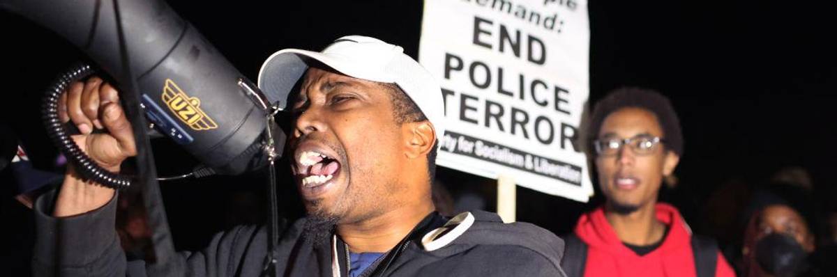 Demonstrators protest the death of Tyre Nichols on January 27, 2023 in Memphis, Tennessee.