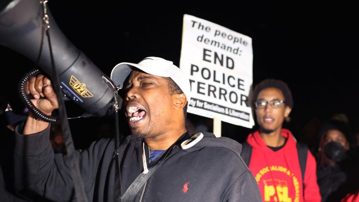 Demonstrators protest the death of Tyre Nichols on January 27, 2023 in Memphis, Tennessee.
