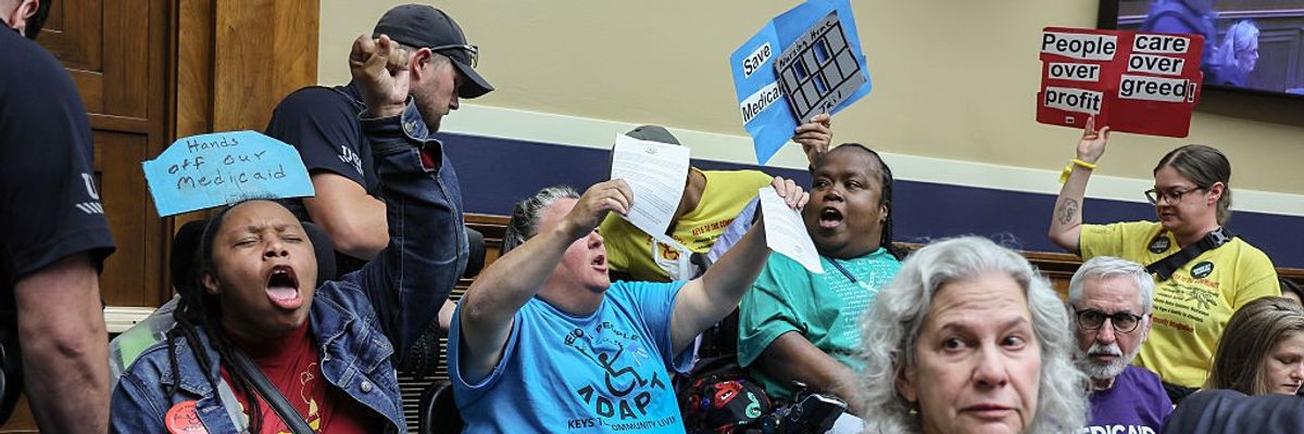 Demonstrators protest the GOP's proposed Medicaid cuts