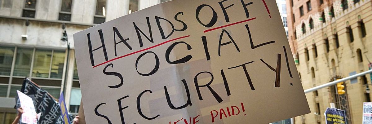 Demonstrators protest Trump attacks on Social Security