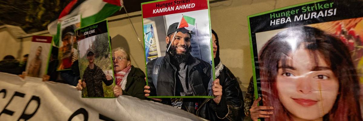 Demonstrators Rally Outside Pentonville Prison In Support Of Palestine Action Hunger Strikers