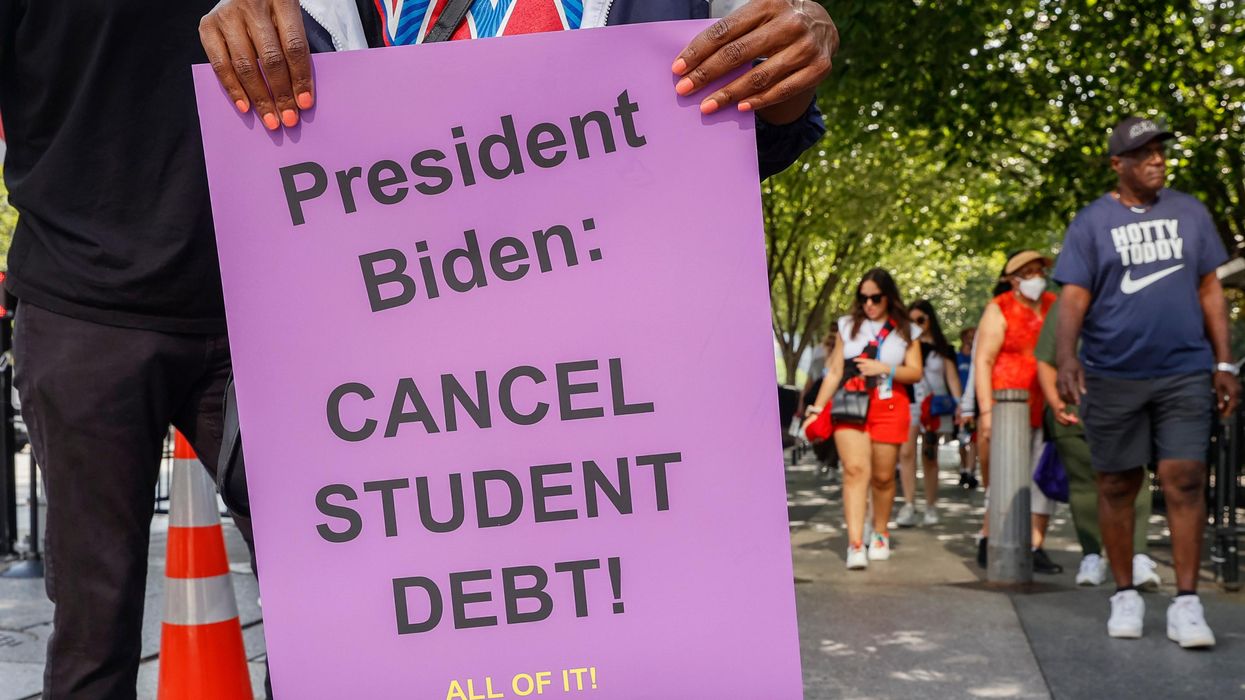 Demonstrators urge President Joe Biden to cancel student loan debt