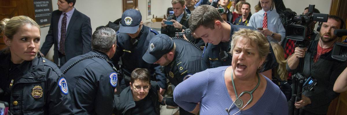 'Kill the Bill, Don't Kill Us': Protesters Arrested as GOP Pushes Senate Tax Bill Forward