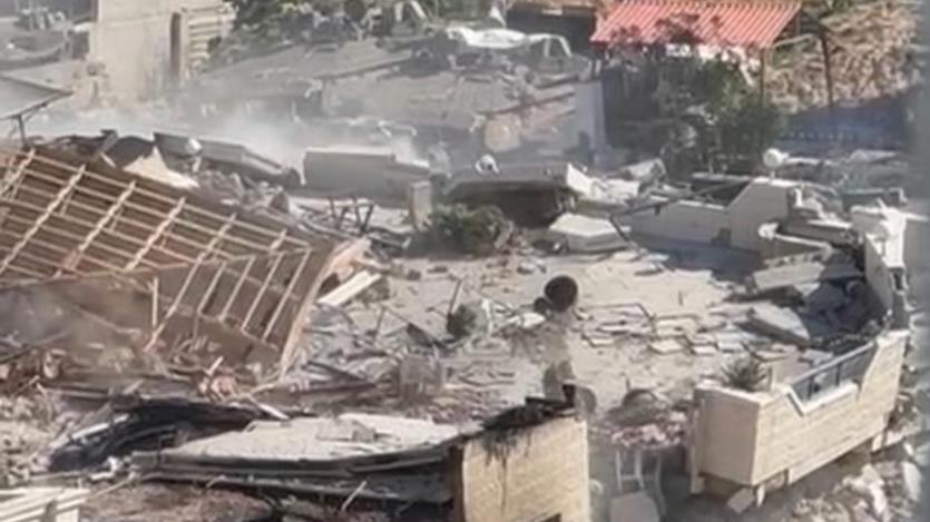 Destroyed Belgian office building in Gaza