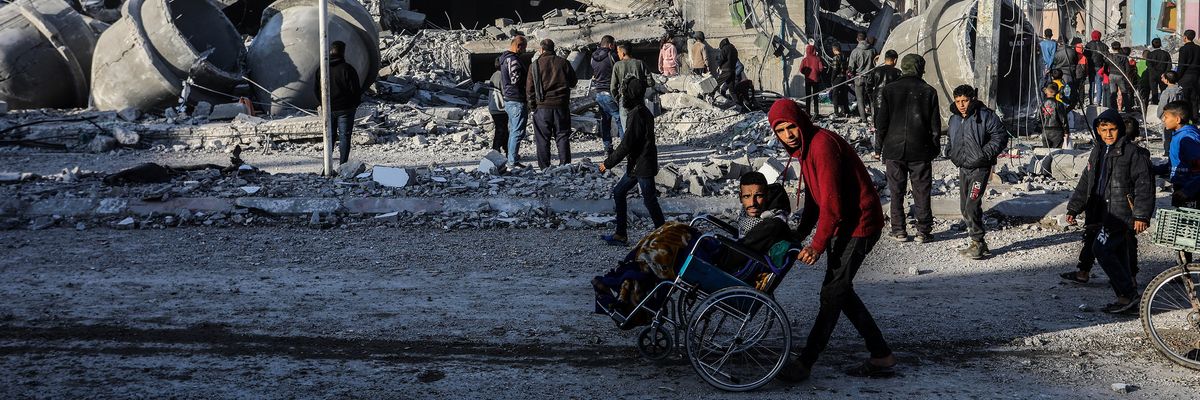 Destroyed buildings in Rafah