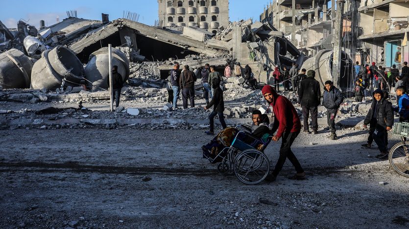 Destroyed buildings in Rafah