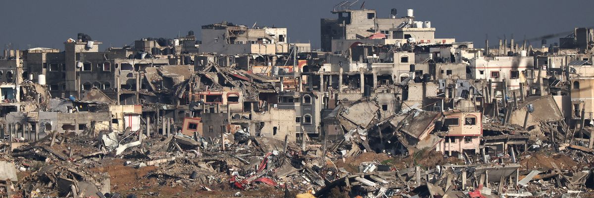 destroyed buildings in the Gaza Strip