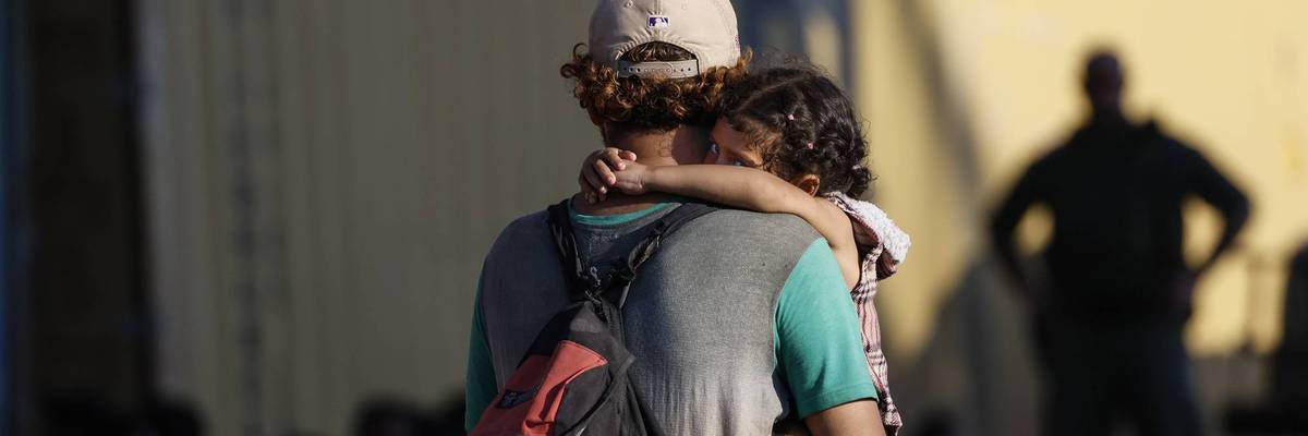 Detained immigrants at Eagle Pass, TX.