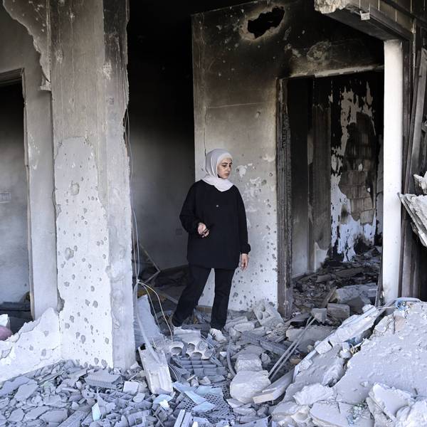 Devastation at the town of Lebanon's Zawtar al-Gharbiya