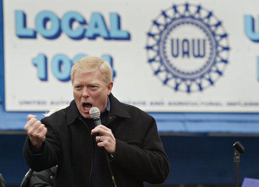 Dick Gephardt campaigned at the United Auto Workers union hall in Cedar Rapids, Iowa in 2004.