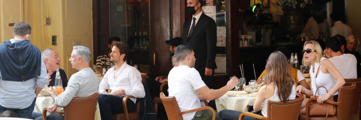Diners at a restaurant in New York