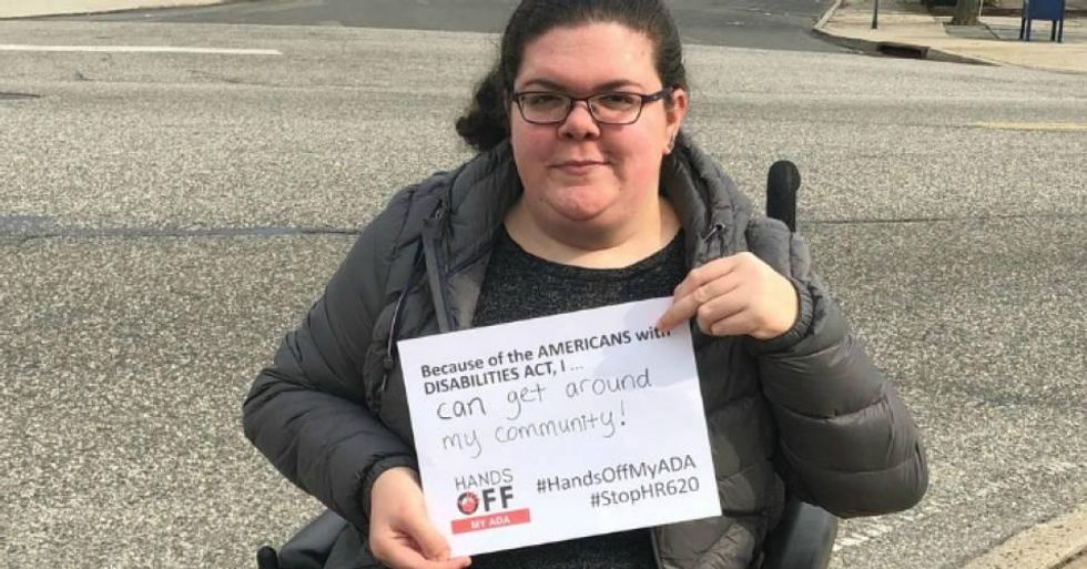Disability rights advocates have opposed a U.S. House bill, passed Thursday, which would weaken the Americans with Disabilities Act. (Photo: Emily Ladau/Twitter)