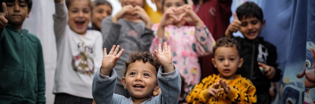 Displaced Palestinians take shelter in UNRWA camp of Khan Yunis