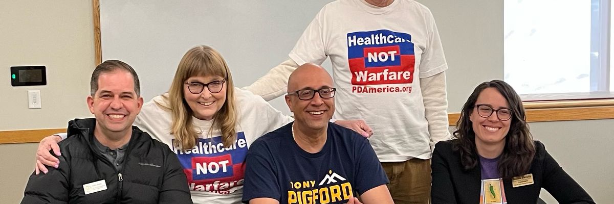 District 10 Denver City Councilman Chris Hinds, PDA National Advisory Board Chair Donna Smith, candidate for Denver District 4 Tony Pigford, Denverite and PDA member Larry Smith, and Denver candidate at large Sarah Parady