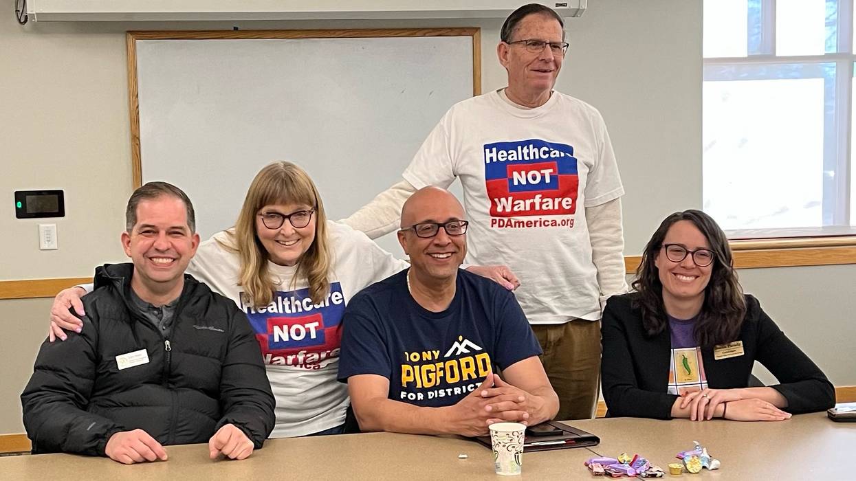 District 10 Denver City Councilman Chris Hinds, PDA National Advisory Board Chair Donna Smith, candidate for Denver District 4 Tony Pigford, Denverite and PDA member Larry Smith, and Denver candidate at large Sarah Parady