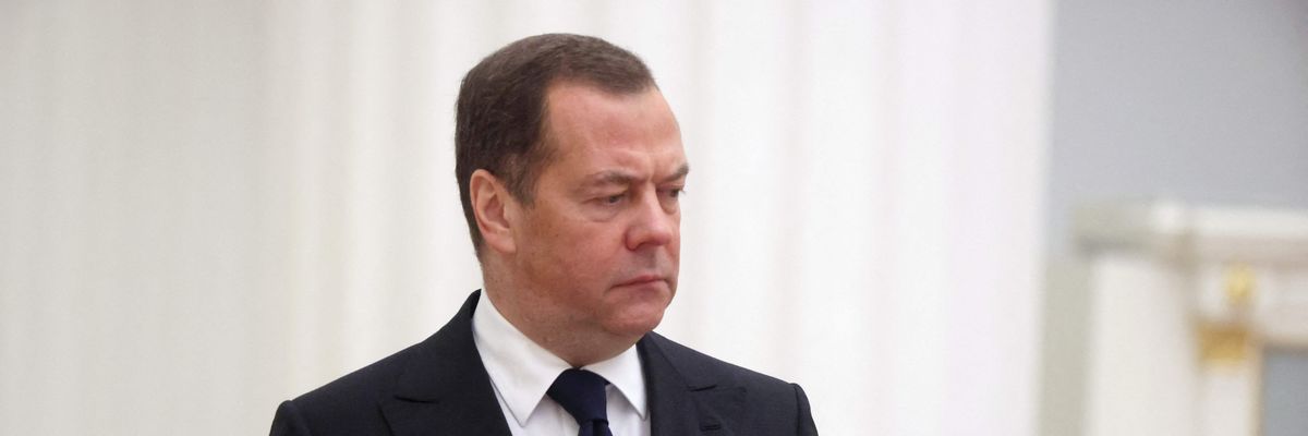 Dmitry Medvedev, deputy chairman of Russia's security council, arrives for a meeting at the Kremlin on November 18, 2022.