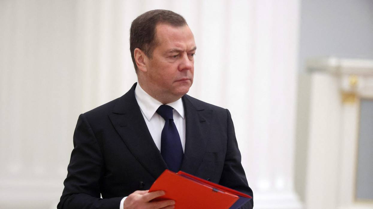 Dmitry Medvedev, deputy chairman of Russia's security council, arrives for a meeting at the Kremlin on November 18, 2022.