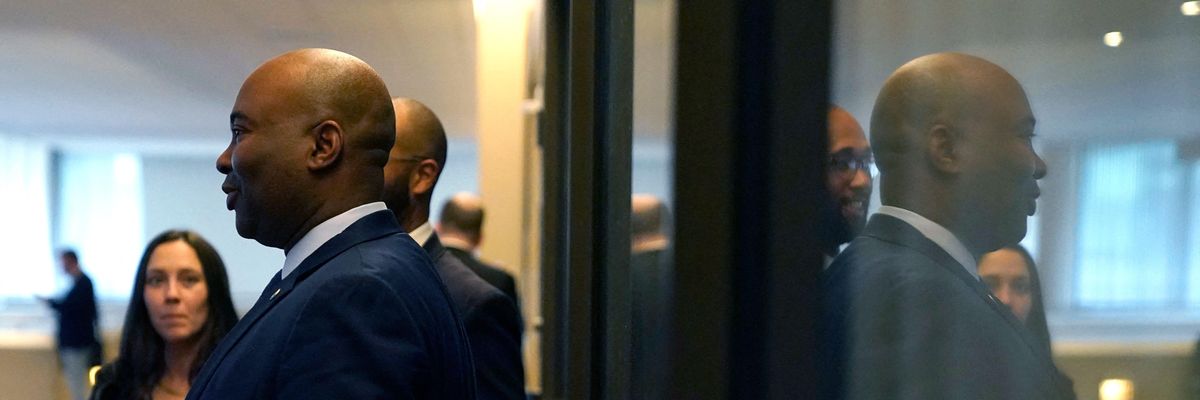 DNC Chair Jaime Harrison appears at the committee's winter meeting